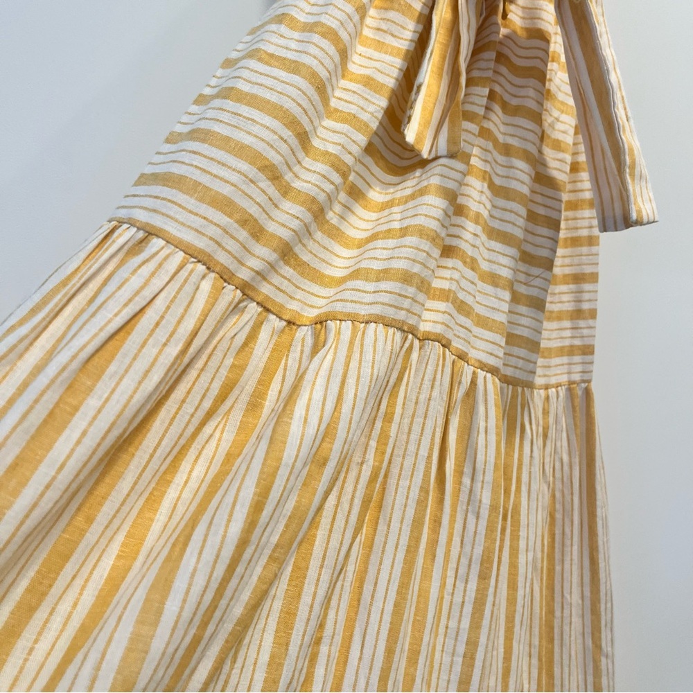 NWT Cremiuex Gold Yellow and Ivory Striped Tiered Bow Maxi Dress Size 2 - Picture 8 of 9